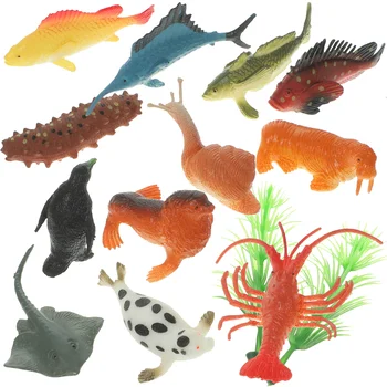 12 Pcs De Animais Do Mar Brinquedos Animais De Aprendizagem De Crianças Tanque De Peixes Ornamentos Oceano Estatuetas De Figuras Ornamentais Em Miniatura De Brinquedo