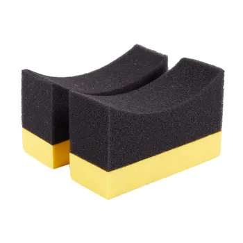 2x de Contorno Automático Rodas de Pincel de Esponja Ferramentas Aplicador Especial Para o Pneu Limpeza do cubo de Vestir Encerar Polir Amarelo+Preto