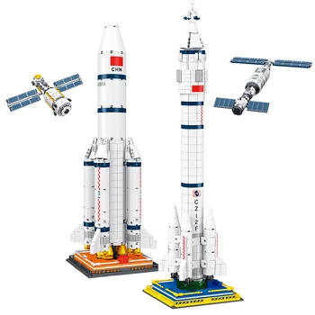 Aeroespacial Série de Um Longo dia 5 de Março de Portador de Foguetes Blocos de Construção com o Astronauta Figuras Tijolos de Brinquedos para Crianças de Presentes de Aniversário