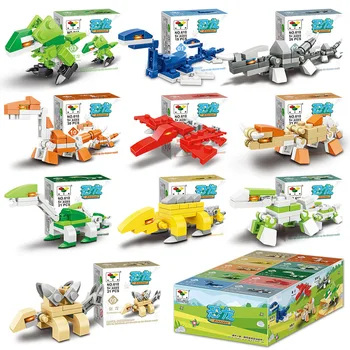 Criatividade Mini-Dinossauro Blocos de Construção Animal 10 Em 1 De Tijolos Puzzle Modelo Montado Moc Brinquedos de Natal para Crianças Meninos