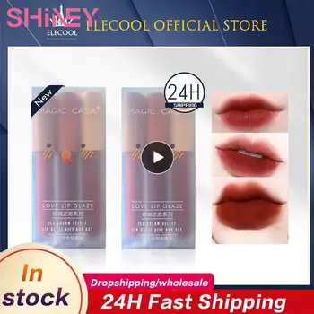 Definir Duração Batom De Cor Lip Tint Lama Bonito Gloss Conjunto De Lip Gloss Hidratante Labial Esmalte Cosméticos Velvet Matte Lipstick