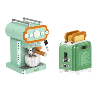 Máquina de café Micro Blocos de Construção Retro-Almoço Modelo 3D DIY fazedor de Pão Montado Mini Tijolos Figura de Brinquedo Para a Criança Presente