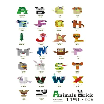 Novo Animal De Letras De Blocos De Construção Moc 26 De Estilo Inglês Alfabeto Conjunto De Educação Lore Tijolos De Brinquedos Para Crianças Garoto Presente De Natal