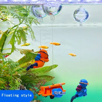 Tanques de peixe Pendurado Decoração de Casa Cara Azul Mergulhador Decorativo Enfeite Para aquários de Peixes E Aquários do Personagem de banda desenhada Decoração 1pc