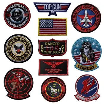 Transfronteiriços TOPGUN VF-1 piloto bordado braçadeiras, magia dicas, ar selos, mochila patches, tecido patches e cola de volta