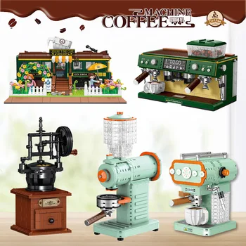 ZHEGAO Pequenos Blocos Máquina de Café Modelo de Comida Diversão Tijolos para Construção de Brinquedos para Crianças Presentes Menino Dom Meninas Aniversário Juguetes